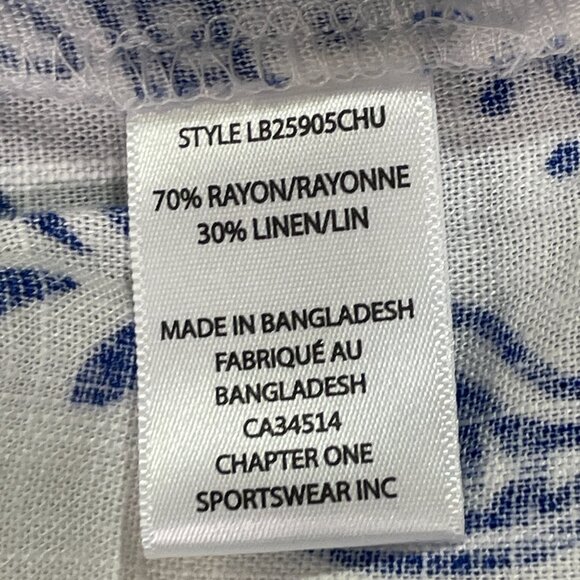 HAVER & BLAIR (NWT) Woven Wide Leg Pull On Crop Linen Blend Pants, BLU/WHT - M - Picture 7 of 8